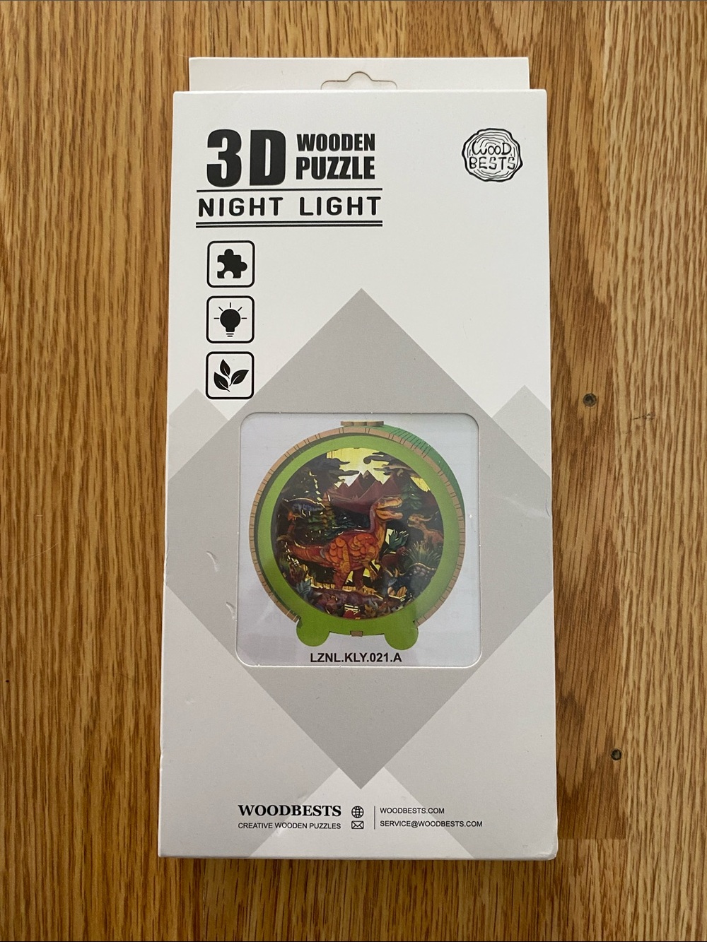 New WOODBESTS 3D Wooden Dinosaur Puzzle Night Light